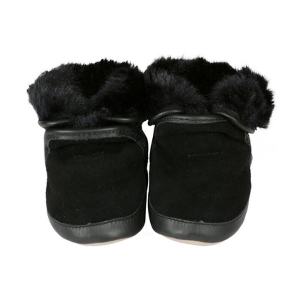 Robeez Ultra Soft Soles Boy COZY ANKLE BOOTIE Shoe 100% Leather Black 0-6Month